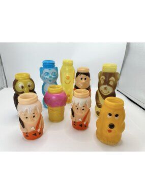 Vintage 1970’s Gerber Evenflow Animal Character Shaped Bottles Plastic